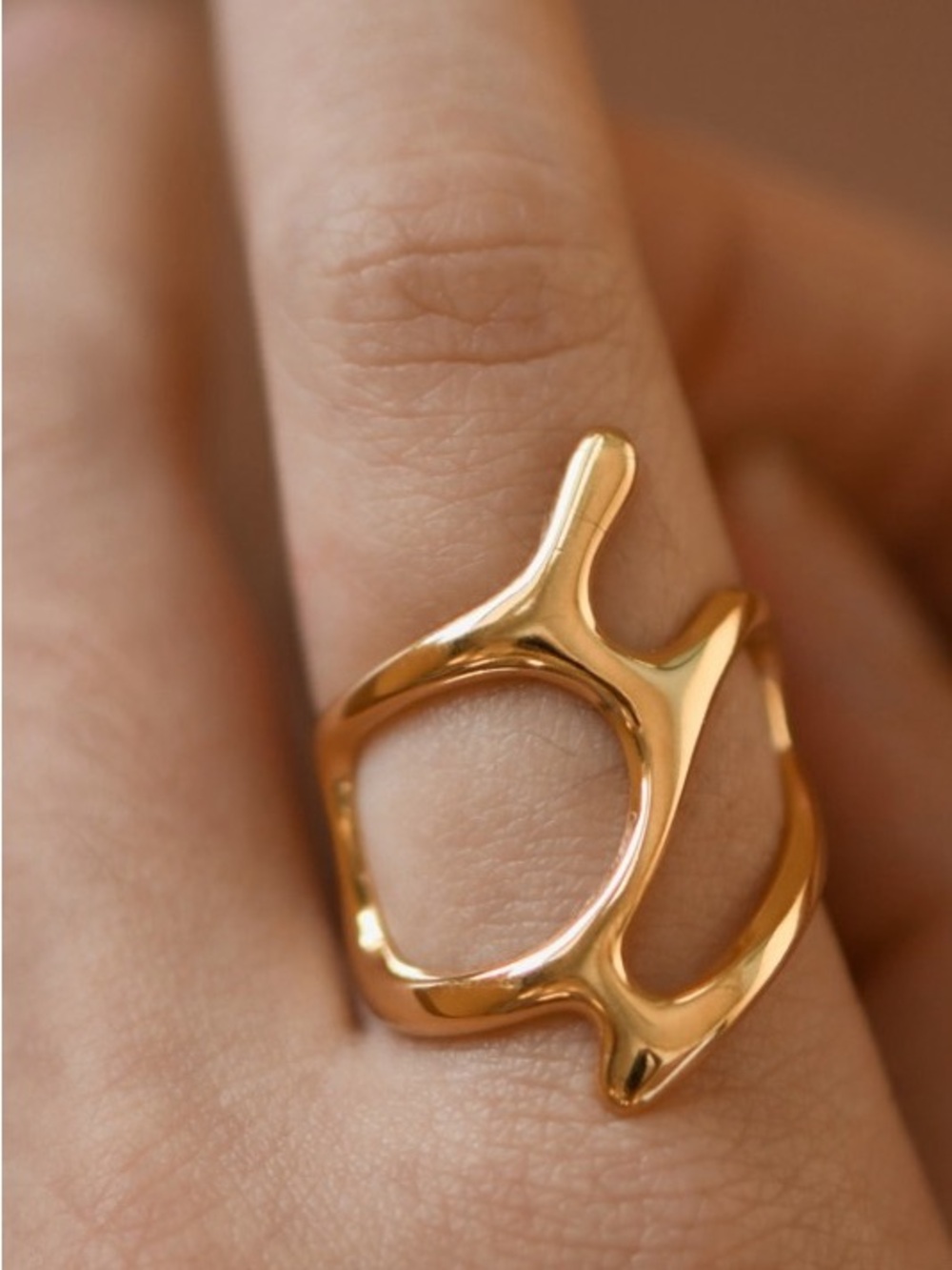 18K Gold Plated Stainless Steel Adjustable Ring